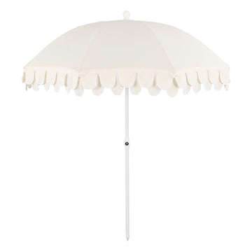 Horizon 6.5 ft. Classic MidCentury Scalloped Fringe Market Beach Umbrella